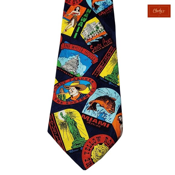Addiction Blue 100% Silk Tie Signs 58" Long 3.5" Wide (ID 157) - Picture 2 of 6